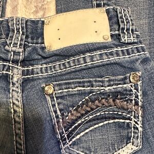 Rock & Roll Cowgirl Blue Jeans with White Accents